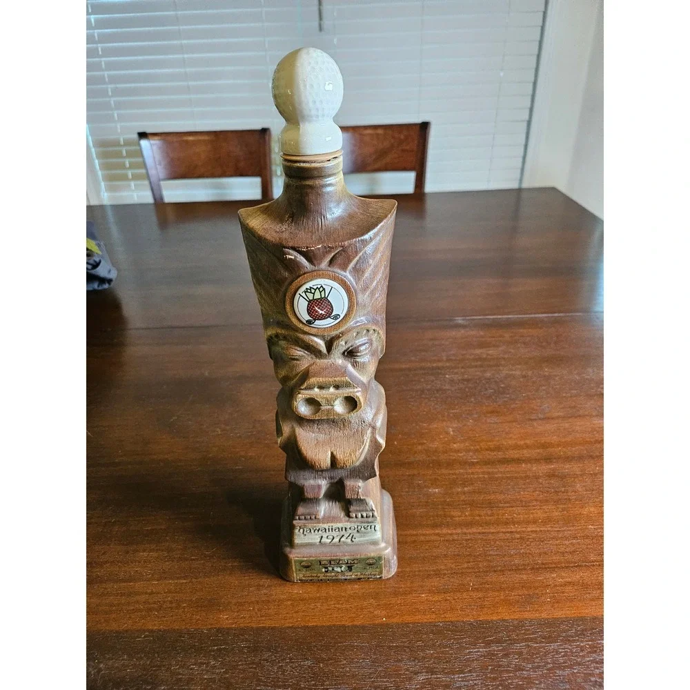 Jim Beam Decanter Hawaiian Open 1974 Tiki Golf United Air Lines Regal China
